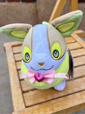 NWT Pokemon Yamper Plush with Lime Green, Light Blue & Pink Bow